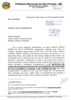 Carta de Renúncia da Vice-prefeita Roseli Gomes da Silva Rampazio
