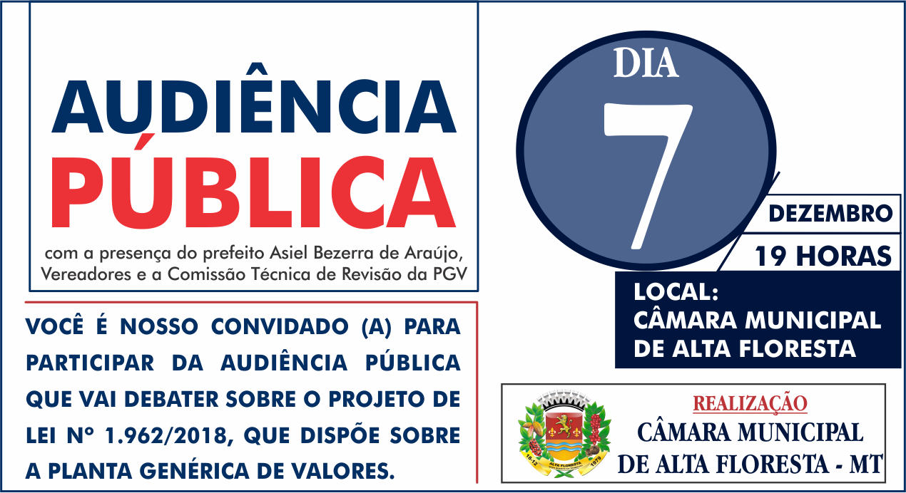 Planta Genérica de Valores será discutida em Audiência Pública nesta sexta-feira